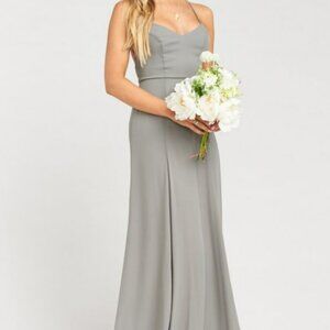 Show Me Your Mumu Lace Up Godshaw Goddess Gown in Soft Charcoal Crisp - NWT